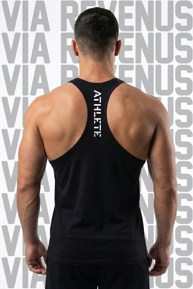 Athlete Printed Men's Stringer Sports Tank Top - Cotton Fitness & Bodybuilding Gym Tank Top