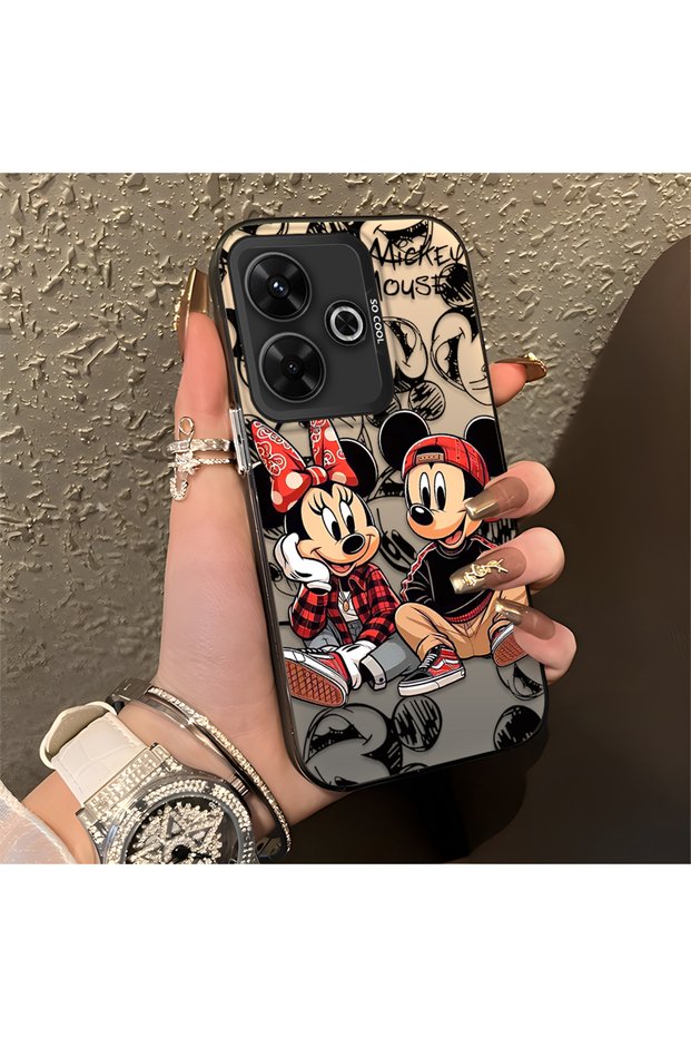 Xiaomi Redmi 13 Compatible Silicone Edge Hard Back Anti-Fall Case Classic Mickey Mouse
