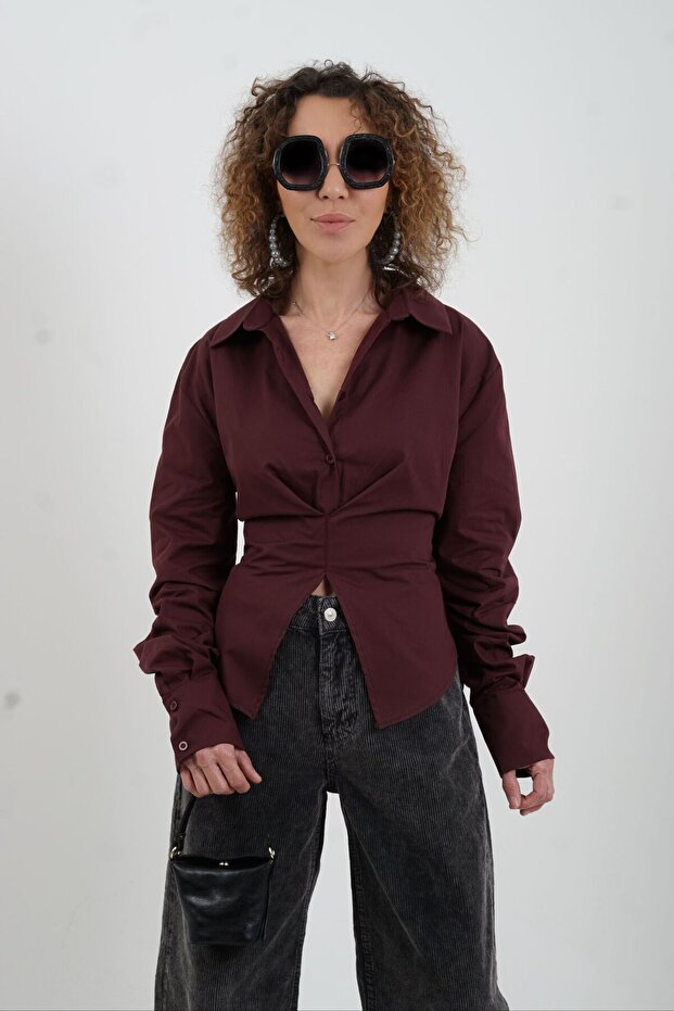 Burgundy Back Tie Shirt