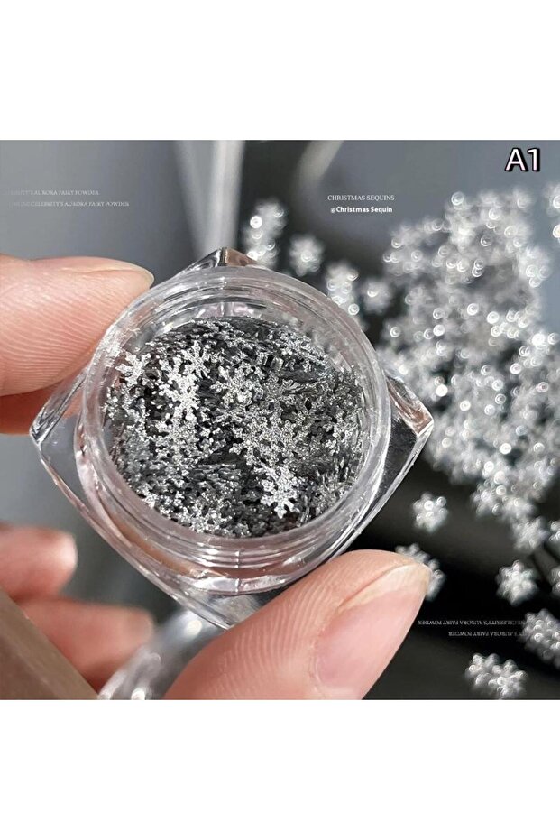 A1 1Box Winter Snowflakes Nail Sparkling Christmas Flakes Spangles Nail Art Decoration Sticker Tips
