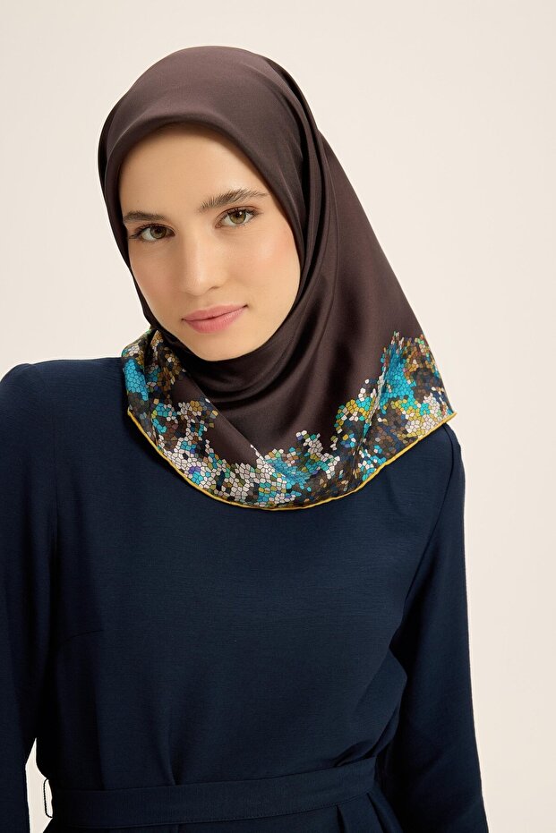 Gina Tivil Silk Scarf Brown 90 X 90