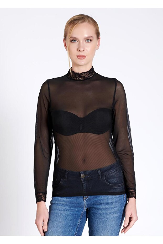 1195 Women's Long Sleeve Full Tulle Bodysuit
