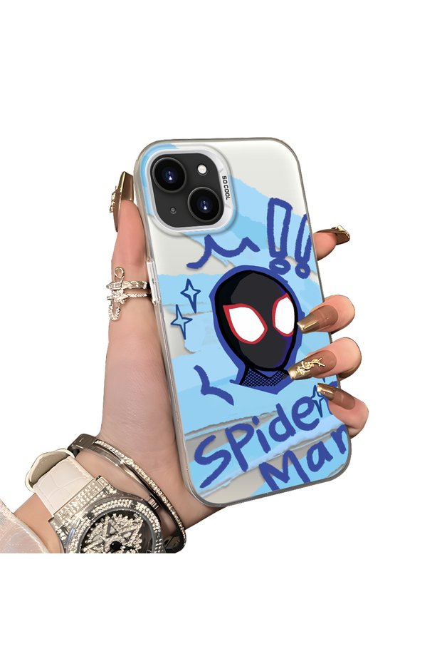 iPhone 15 Plus/14 Plus Compatible Silicone Edge Acrylic Back Spiderman Protective Case