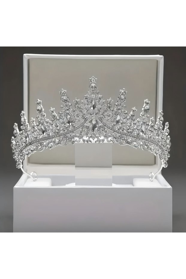 Silvery 1pc Luxurious Baroque Bridal Rhinestone Crown for Weddings Banquets Birthdays Special Elegan