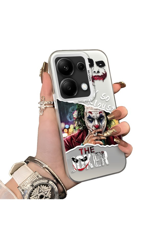 Xiaomi Poco M6 Pro 4g Compatible Acrylic Back Silicone Edge Clown Joker Protective Case