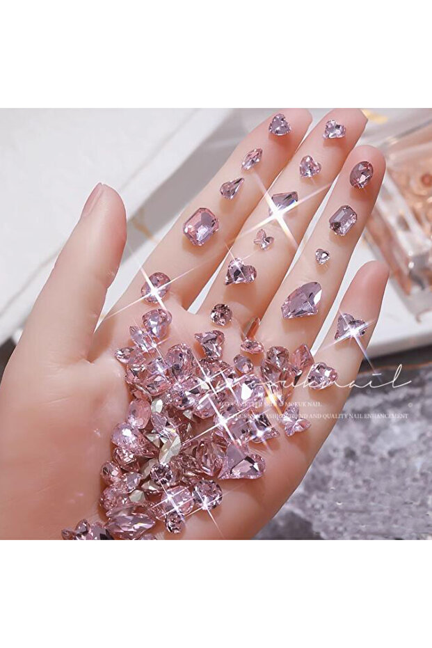 JZ88-2 50pcs 3D K9 Shiny White Crystal Nail Art Rhinestones Mixed-Shapes Pointed Bottom Glass Diamon