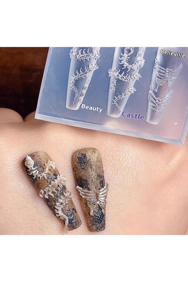 A 3D Snake Bone Mold Nail Art Decoration Accessories DIY Design Silicone Decorative Nail Art Templa.