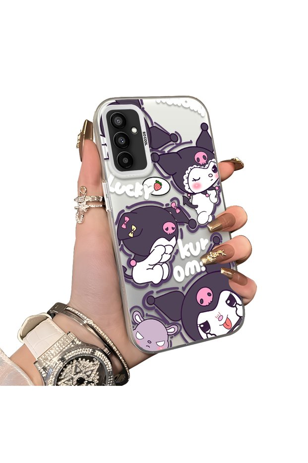Samsung Galaxy M13/M23 Compatible Protective Silicone Edge Acrylic Back Kuromi Case