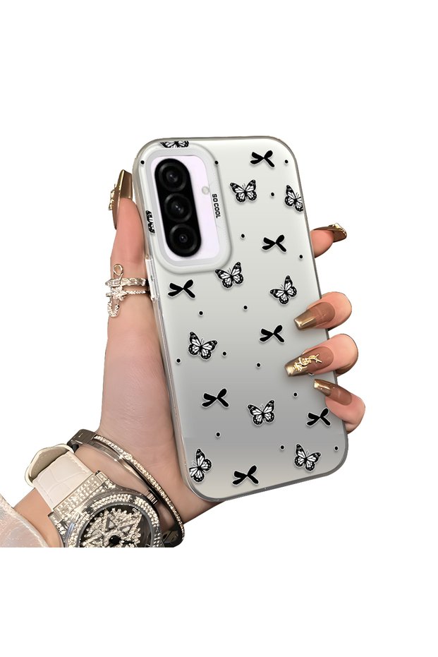 Samsung Galaxy A36 Compatible Acrylic Back Silicone Edge Bow Protective Case