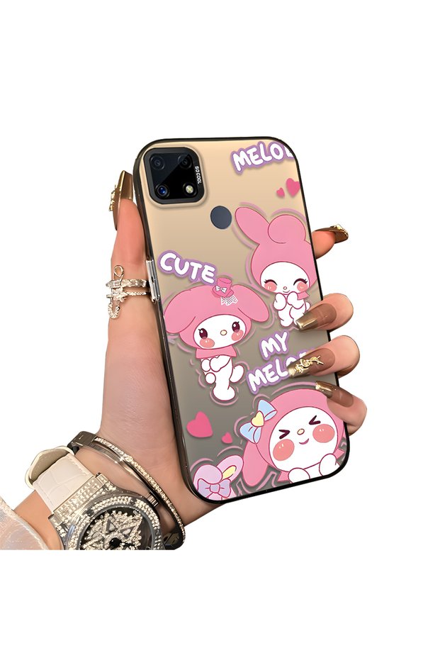 Realme C15 Compatible Protective Silicone Edge Acrylic Back Kuromi Case