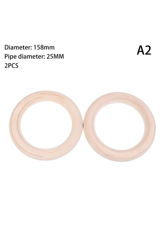 A2 2Pcs/Pairs Wooden Ring Portable Crossfit Gymnastics Rings Gym Shoulder Strength Home Fitness Trai