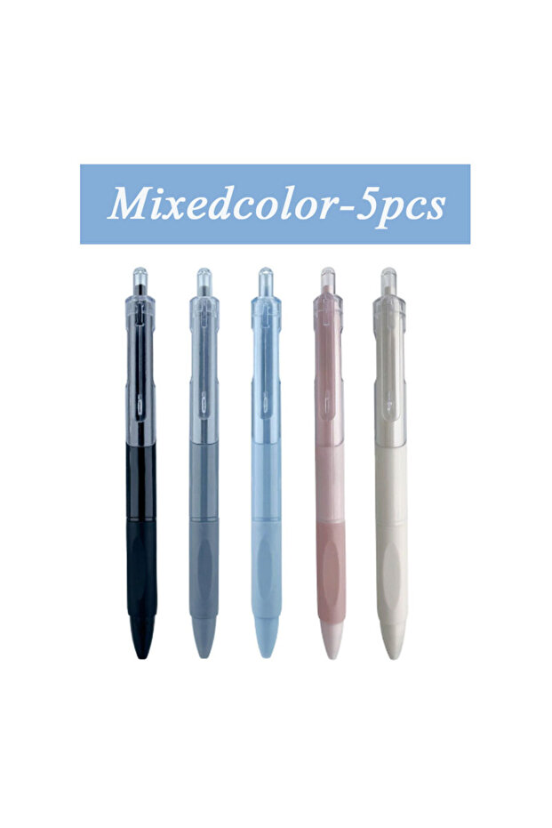 Mixedcolor-5pcs 5 pcs gel pen ins smooth press quick-drying 0.5mm black pen ballpoint pens school su