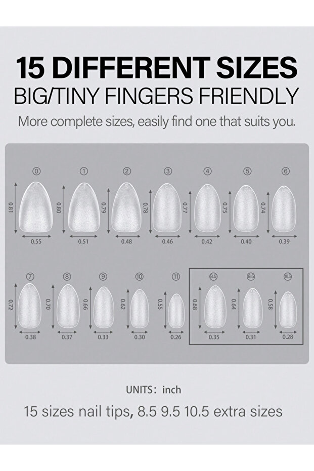 Short almond HOTWAY 300pcs Almond Shaped/Oval Shaped/Acrylic Nail Tips, 15 Sizes, Complete Set of Fa