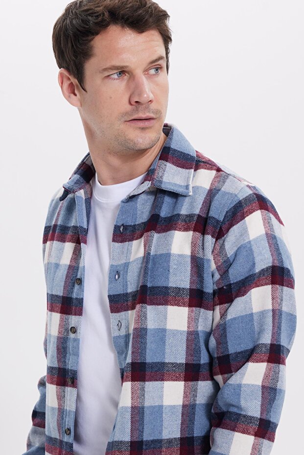 Men's Slim Fit slim fit checkered winter lumberjack shirt