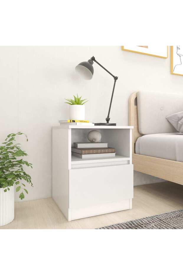 Bed Cabinet White 40x40x50 cm Engineered Wood