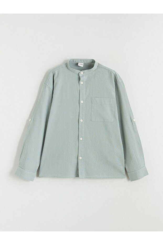 Judge Collar Linen Blended Boy's Shirt