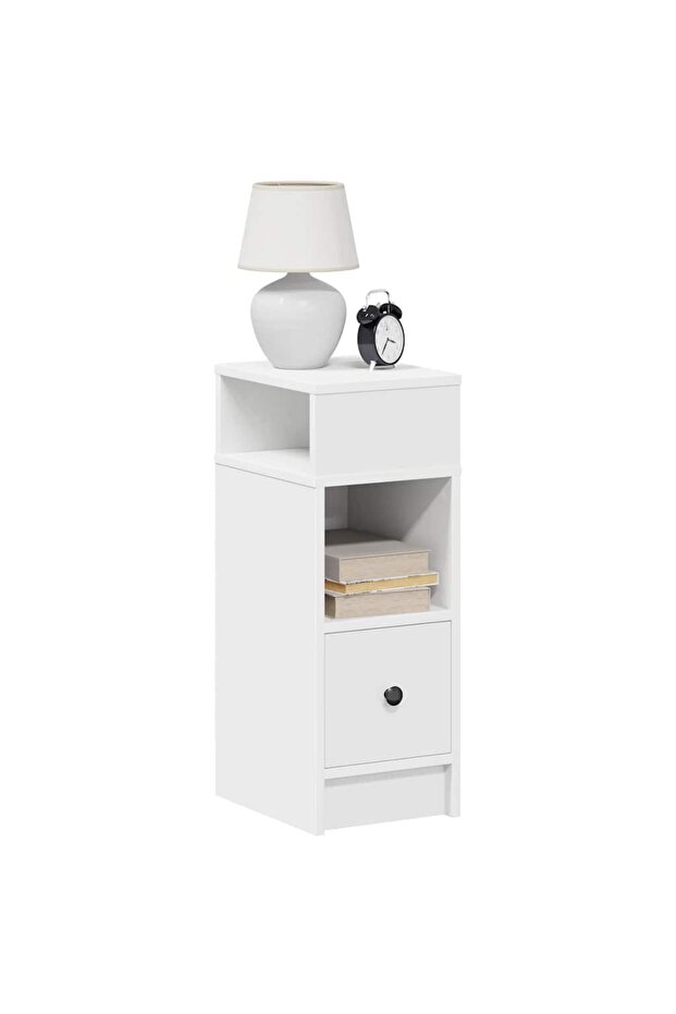 Bedside Cabinet with Drawer White 25x31x66 cm