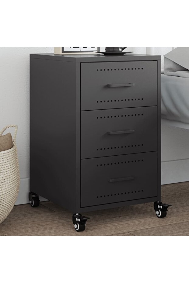 Bedside Cabinet Black 36x39x59 cm Steel
