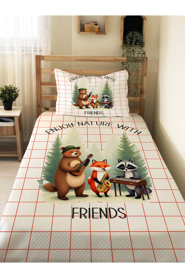 Cute Animal Patterned Children's Pike Set - 160X230 cm Pike 50X70 cm Pillowcase