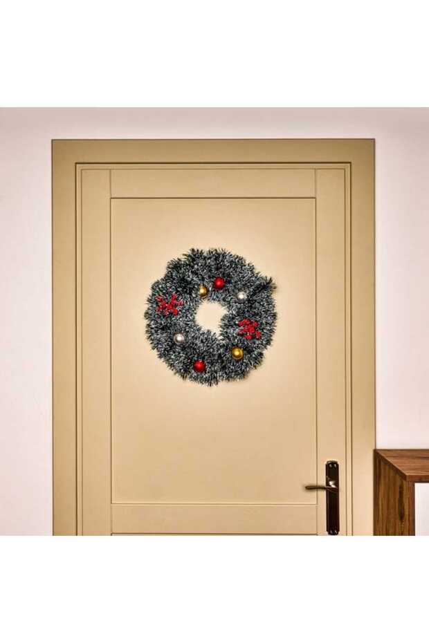 Deco Kapı Süsü Çelenk - Yeşil / Beyaz - 40 cm - 5