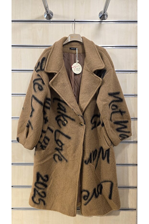 Wool Coat Patterned Buttoned - 1