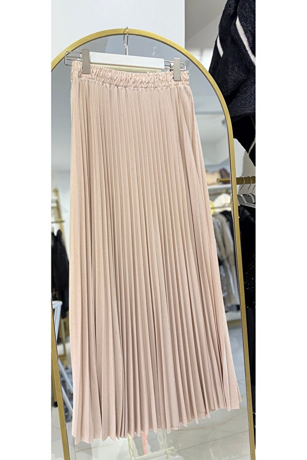 Minik Taşlı Plise Etek - 2