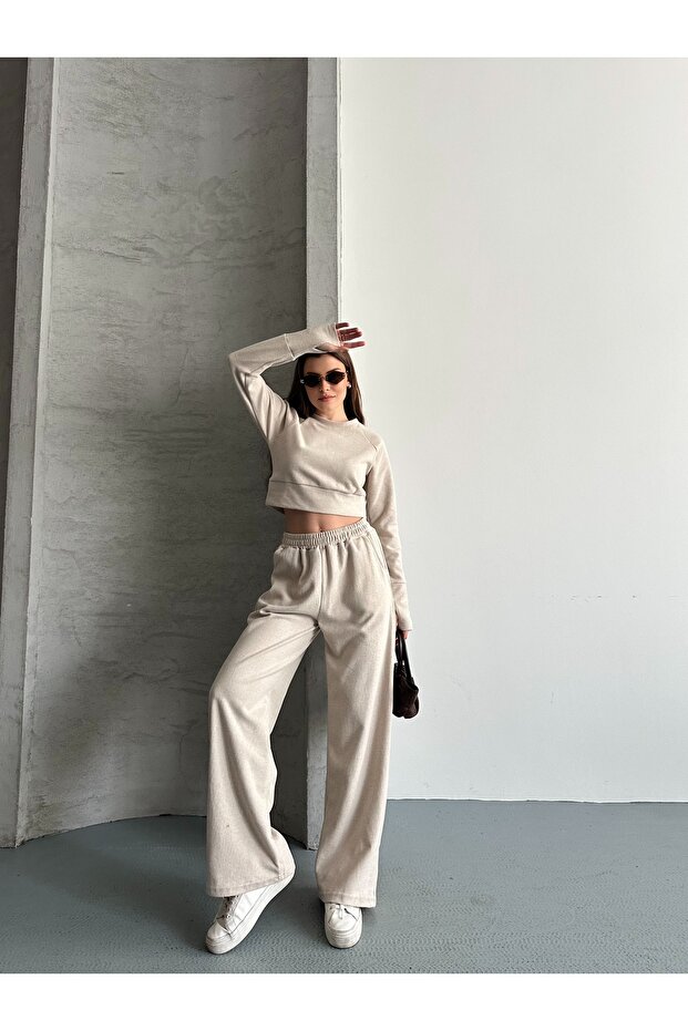 Women's Thessaloniki Fabric Raglan Sleeve Finger-Loop Crop Set