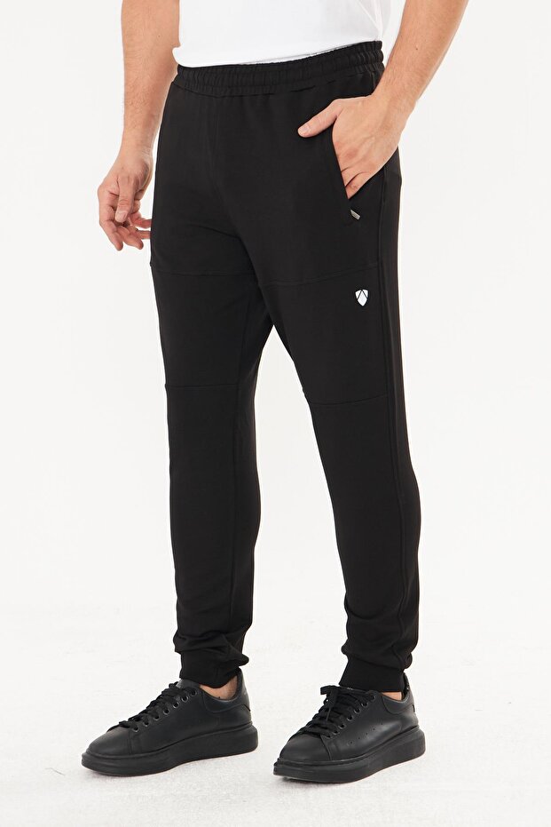 Men's Cotton Zippered Pocketed Sweatpants Black 201755-S