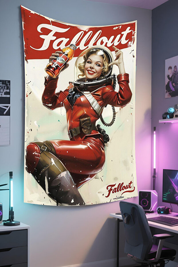 Gamer Wall Cloth, Playstation Xbox – Space Themed, High-Quality Fabric, Tapestry Wall Carpet