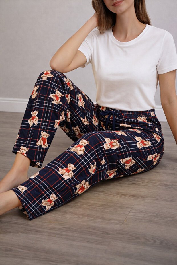 Women's Comfortable Fit Elastic Cotton Teddy Pajama Bottoms