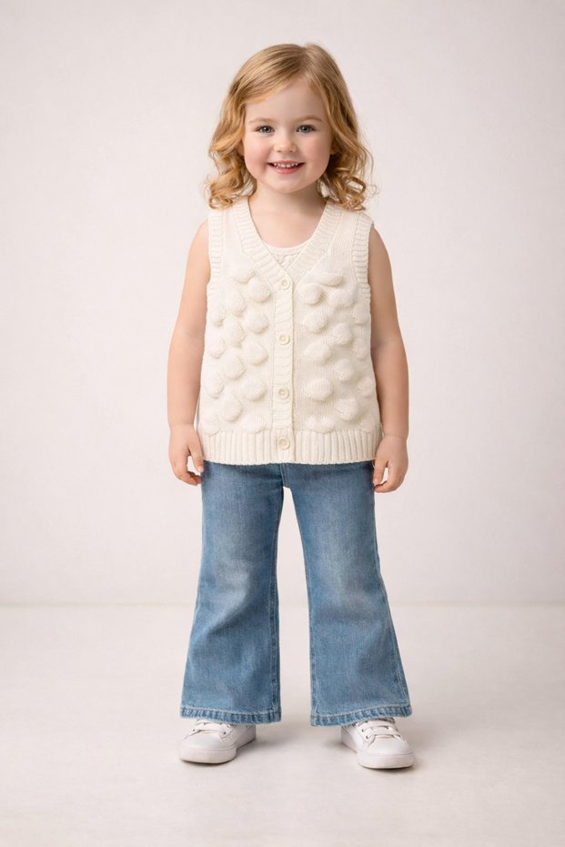 New Season Yumoş Bubble Patterned Knitwear Baby Kids Vest (0-8 Years Old)