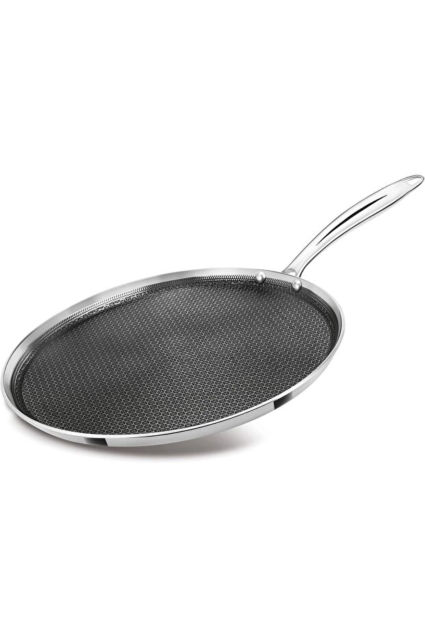 Triply Hexa Tech Induction Stainless Steel Tawa, 28 cm, Silver, Honeycomb Non-Stick Cookware