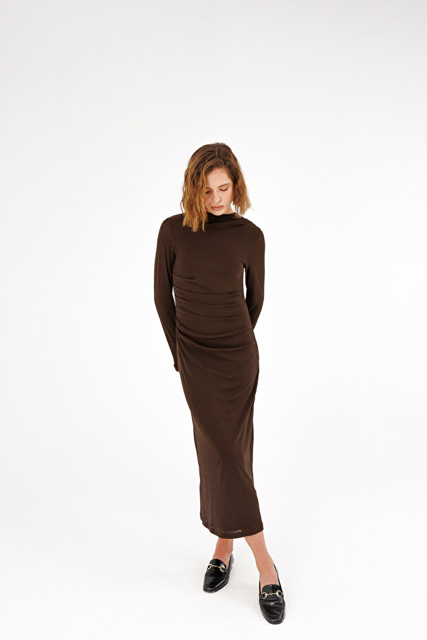 Drapeli Midi Boy Elbise - 1