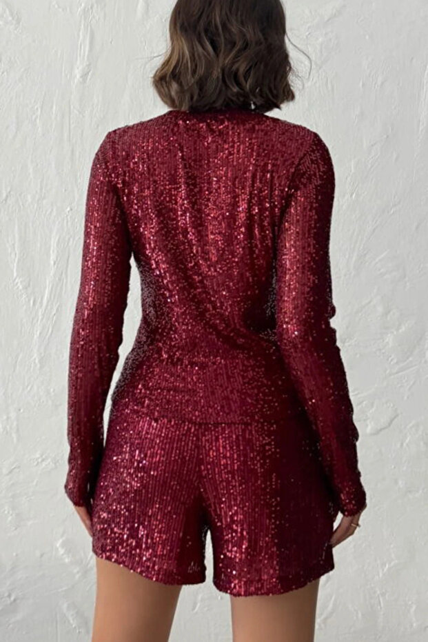 Cepli Siyah Payetli Şort - 5