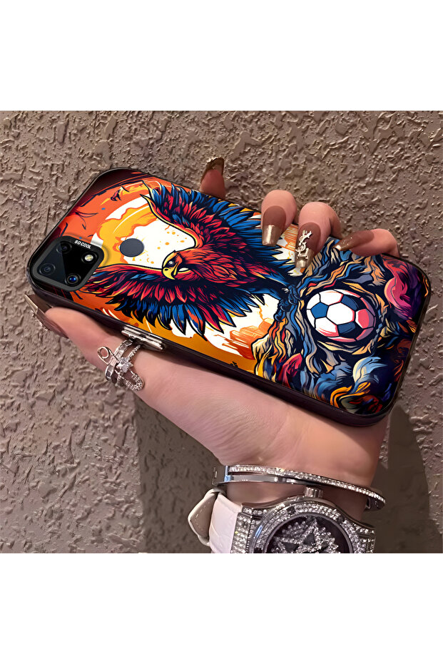 حافظة متوافقة مع هاتف Realme C25S، حافظة هاتف صلبة مضادة للسقوط، نمط النسر - 2