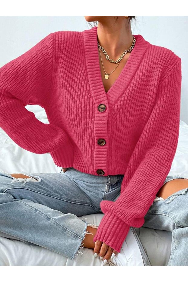Women's Knitwear Buttoned Cardigan 4X4 New Season