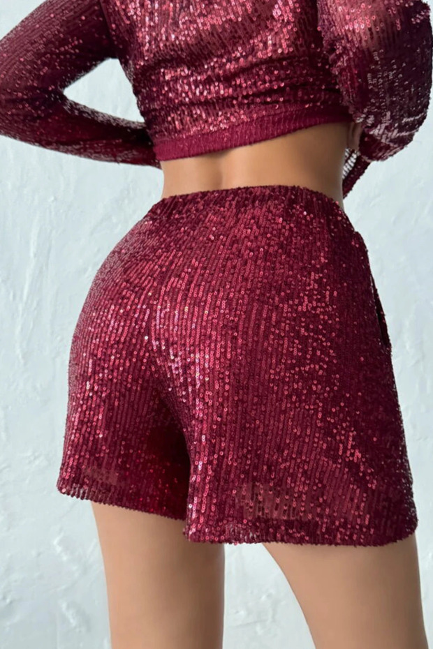 Cepli Siyah Payetli Şort - 4