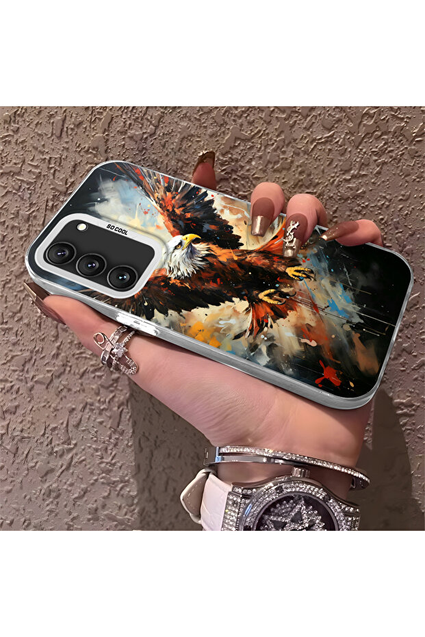 حافظة متوافقة مع هاتف سامسونج جالاكسي S22، حافظة هاتف صلبة مضادة للسقوط، نمط النسر - 2