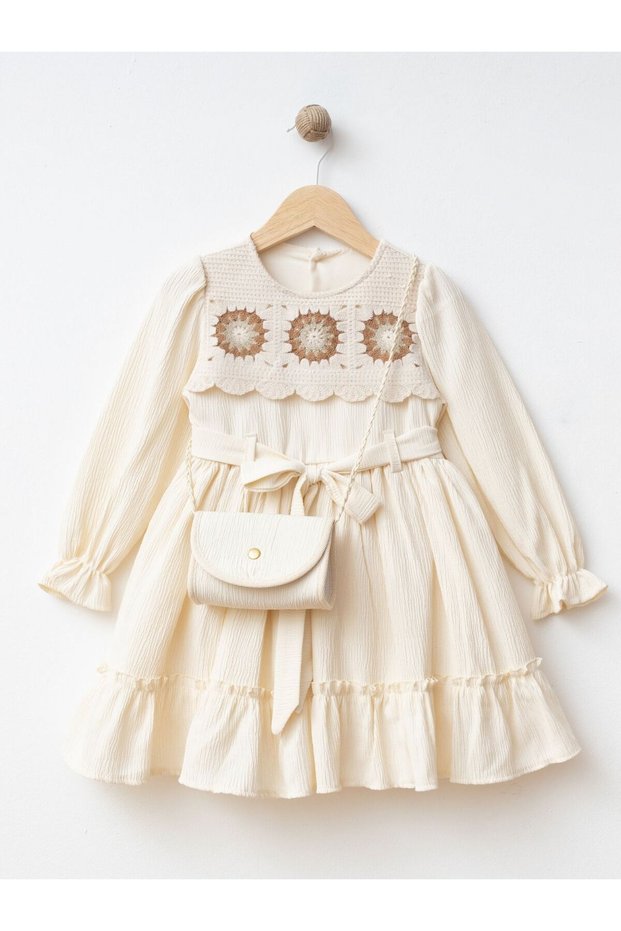 Motifli Süzene Bürümcük Girl's Dress