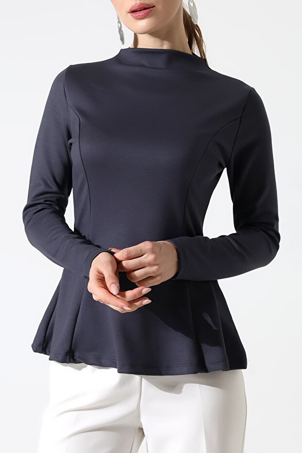 بلوزة بوليفيسكون بياقة قائمة – يومية ومريحة - 2