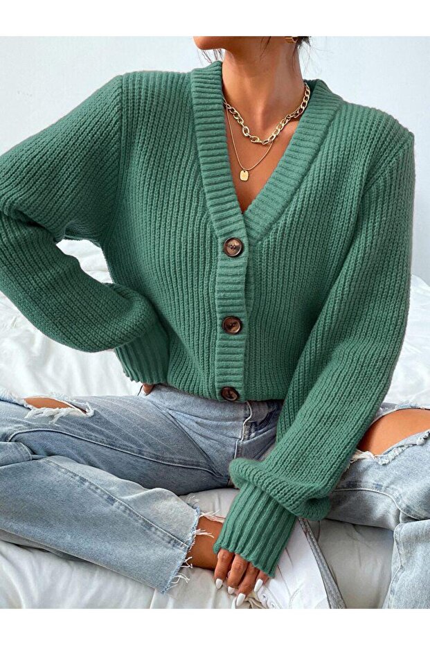 Women's Knitwear Buttoned Cardigan 4X4 New Season