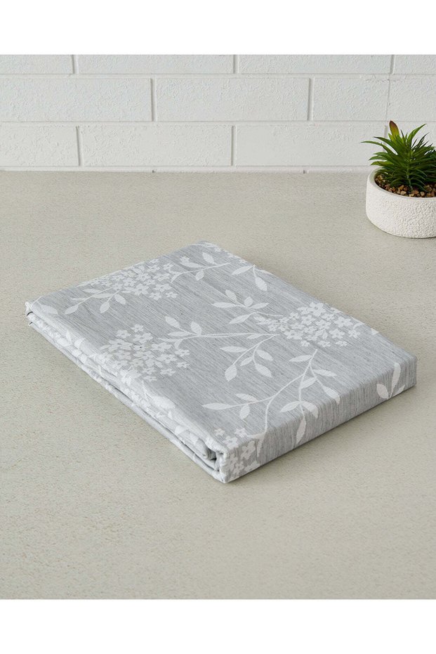 Grey Floral Jacquard Tablecloth