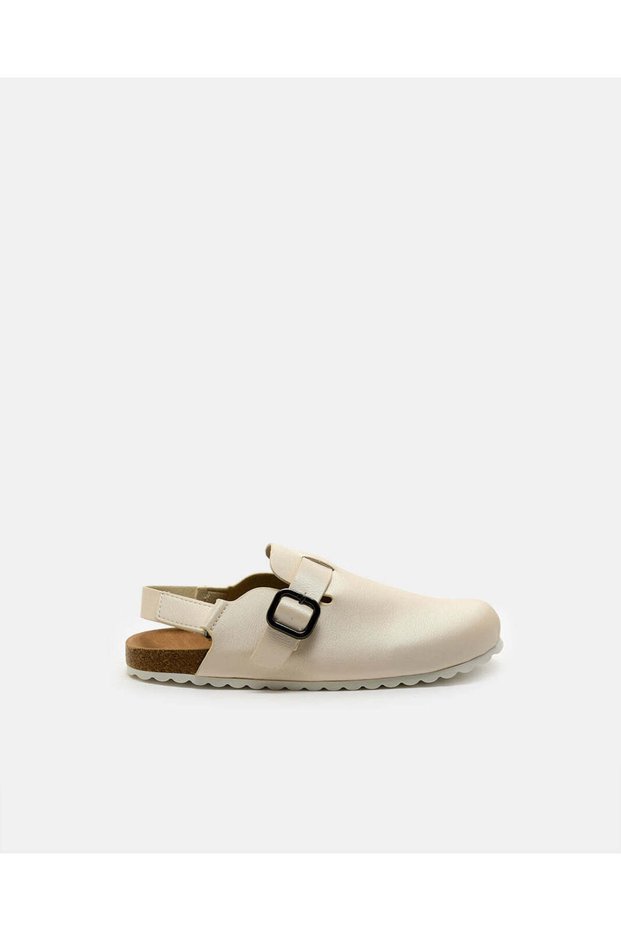 Senior Girls Beige Buckle Mule