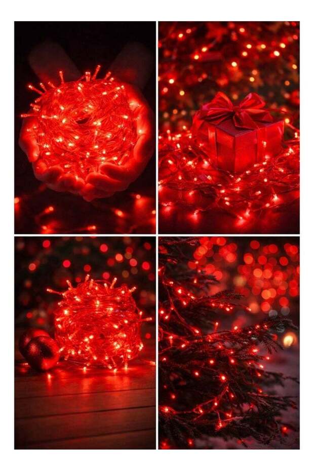 سلسلة إضاءة LED حمراء زخرفية تعمل بمنفذ USB - 10 أمتار - 2