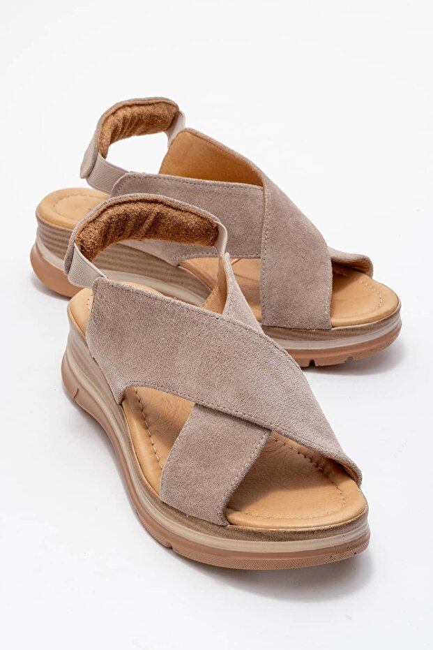 Santiago genuine leather sandals - mink suede