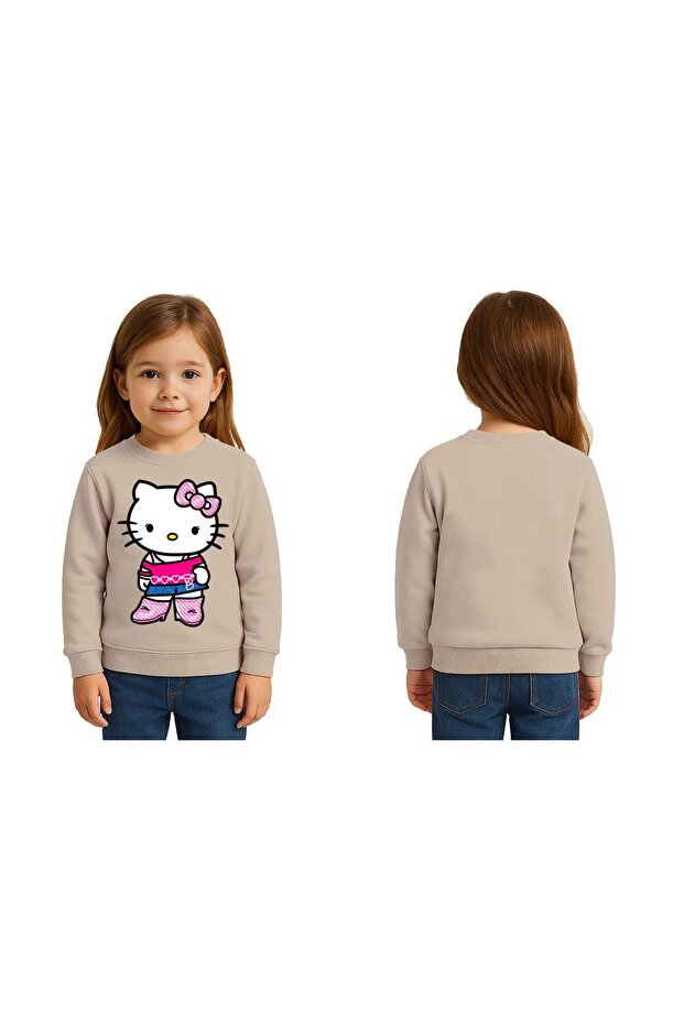 Unisex Hello Kitty Printed Children's Sweatshirt 3 Thread Raised