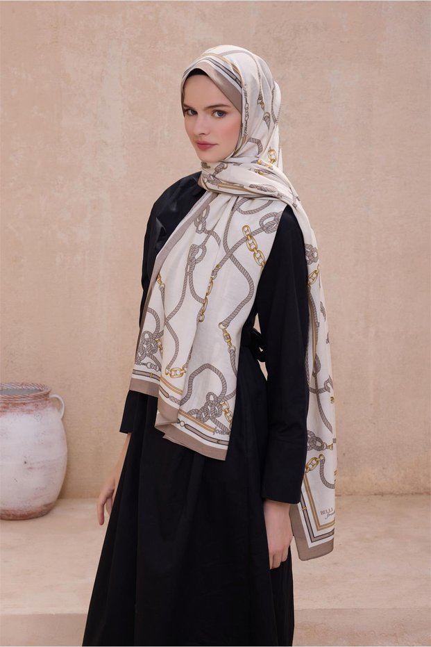 شال مودال بنمط حلقات سلسلة فريش كريمي بيج 5 - 35