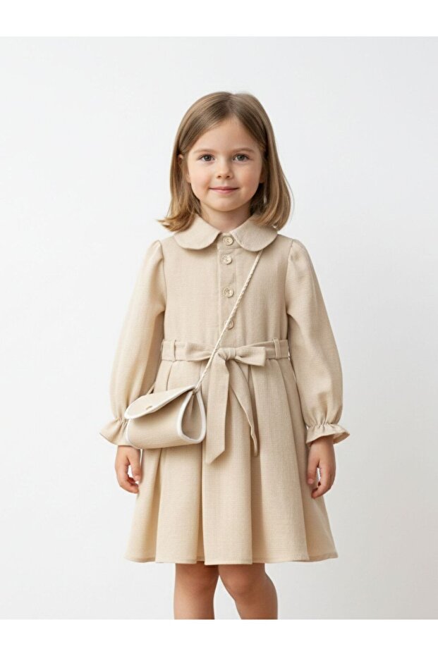 Collared Linen Girl's Dress