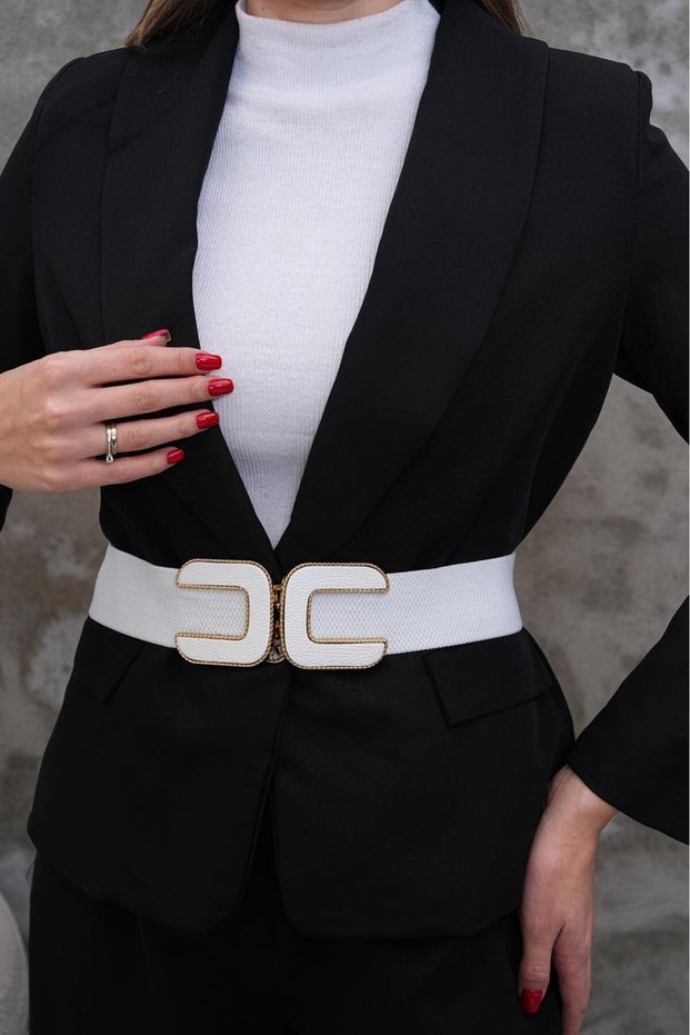 Leather Plated Elastic Belt Women's Belt Dress Belt Shirt Belt Coat Belt Body Belt