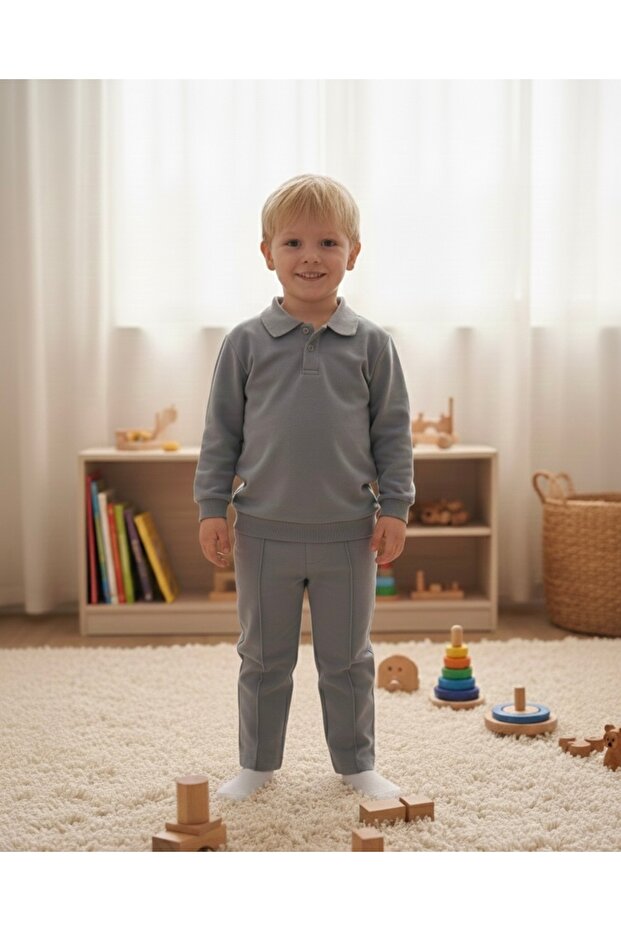 Boy's Polo Collar Top and Bottom Set